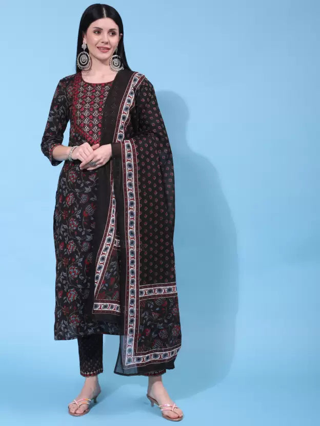 Women Pure Cotton Kurta Pant Dupatta Set