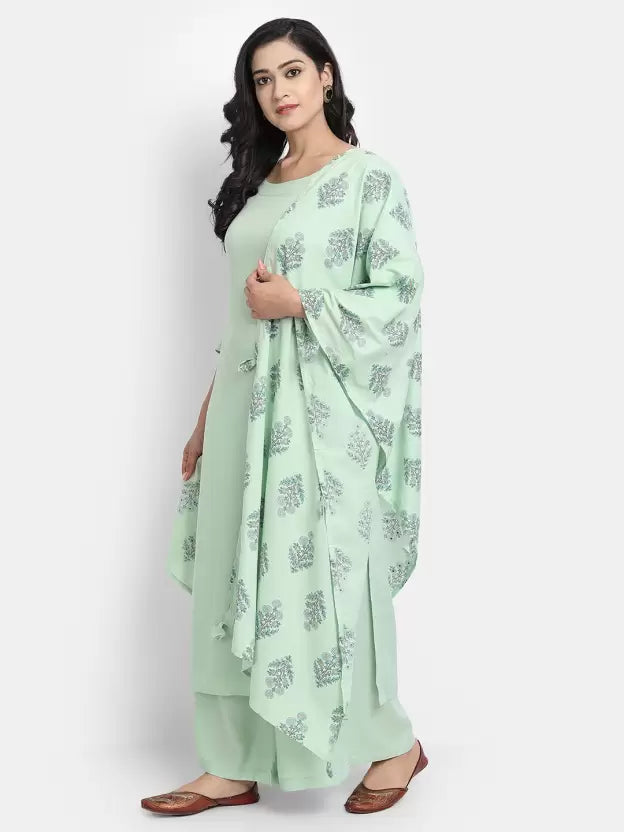 Women Viscose Rayon Kurta Palazzo Set