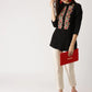 Casual Regular Sleeves Embroidered Women Black Top