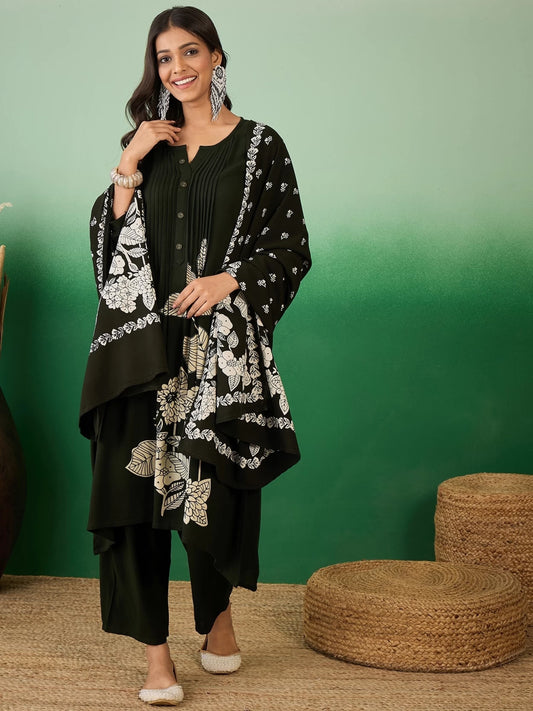 Women Viscose Rayon Kurta Pant Dupatta Set