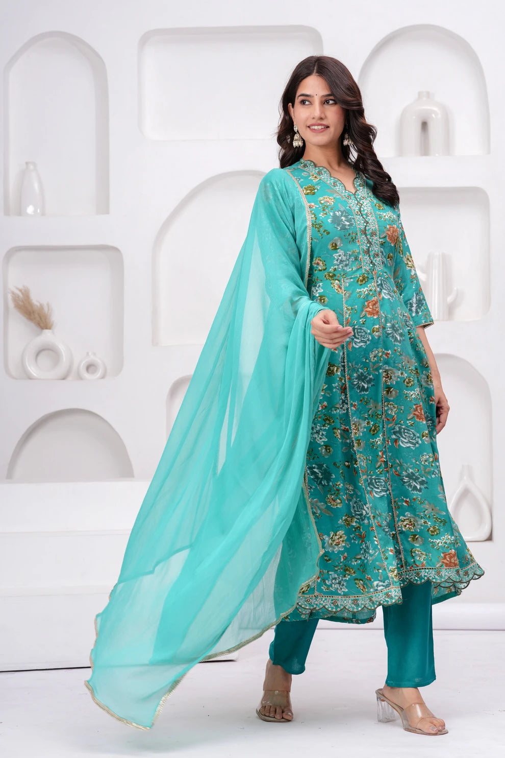 Women Pure Cotton Kurta Palazzo Dupatta Set