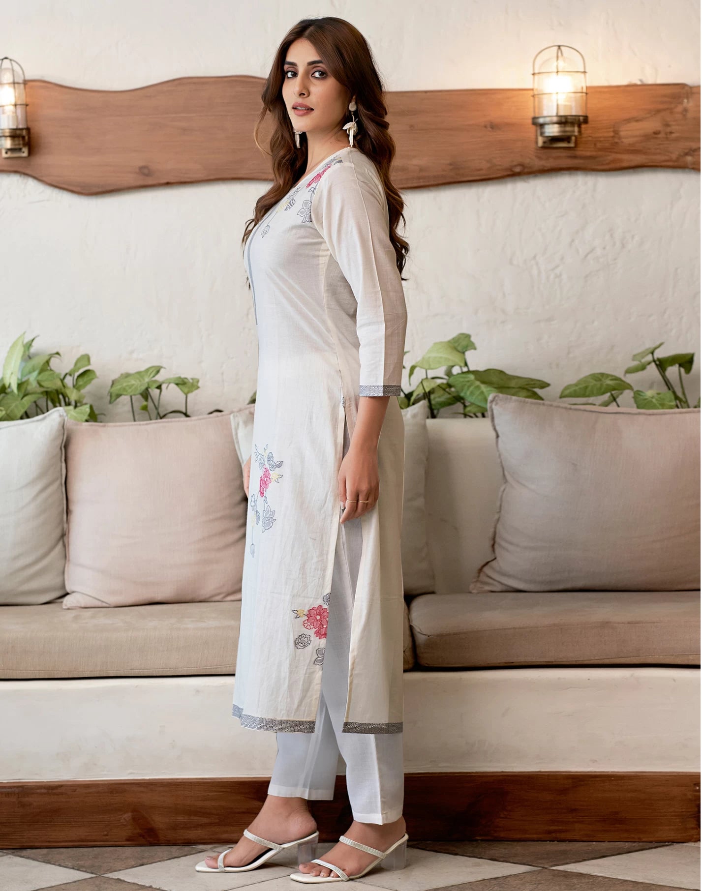 Women Pure Cotton, Jacquard Kurta Pant Dupatta Set