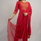 Women Viscose Rayon Kurta Pant Dupatta Set