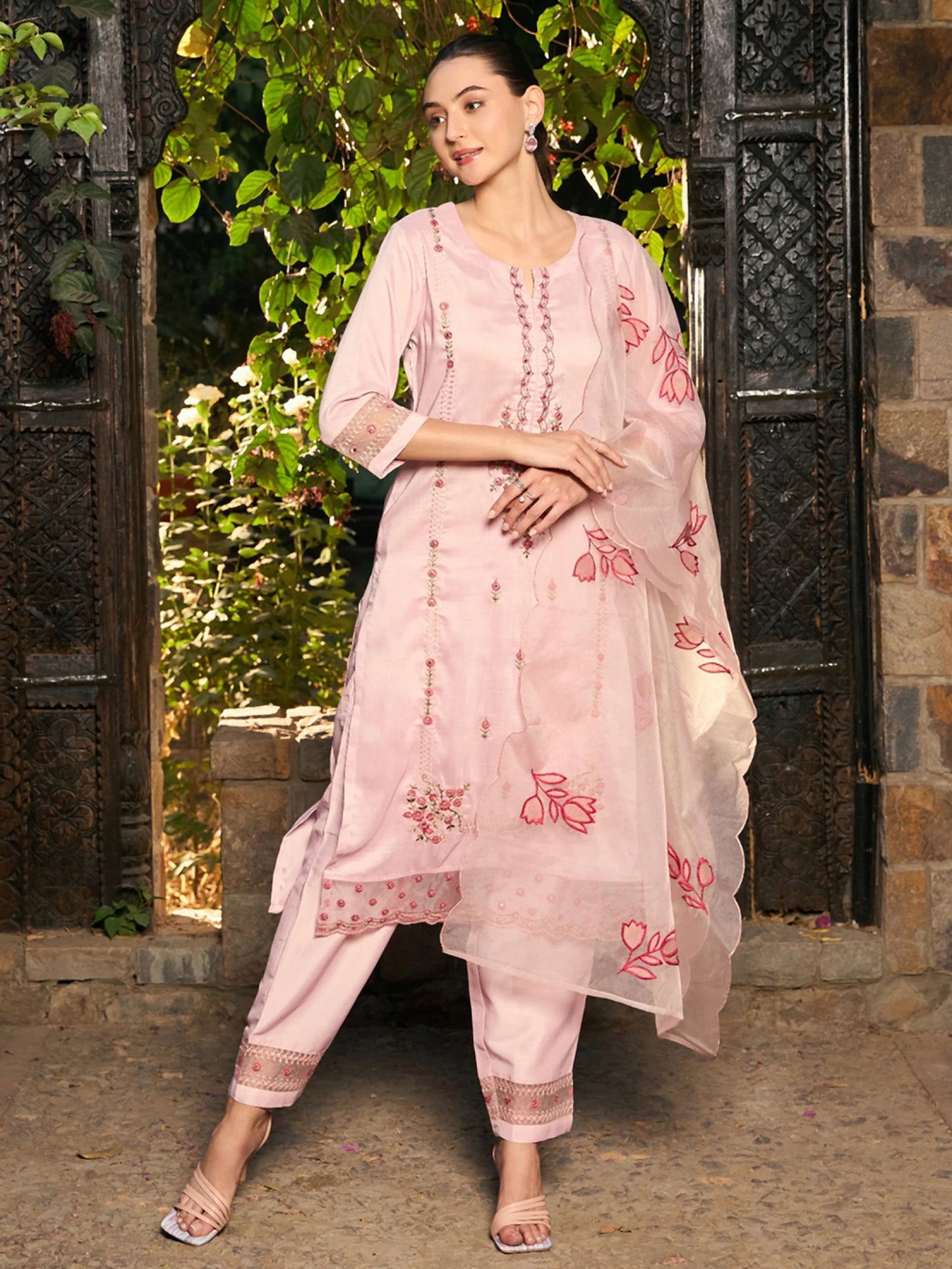 Women Pure Cotton Kurta Pant Dupatta Set