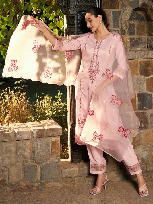 Women Pure Cotton Kurta Pant Dupatta Set