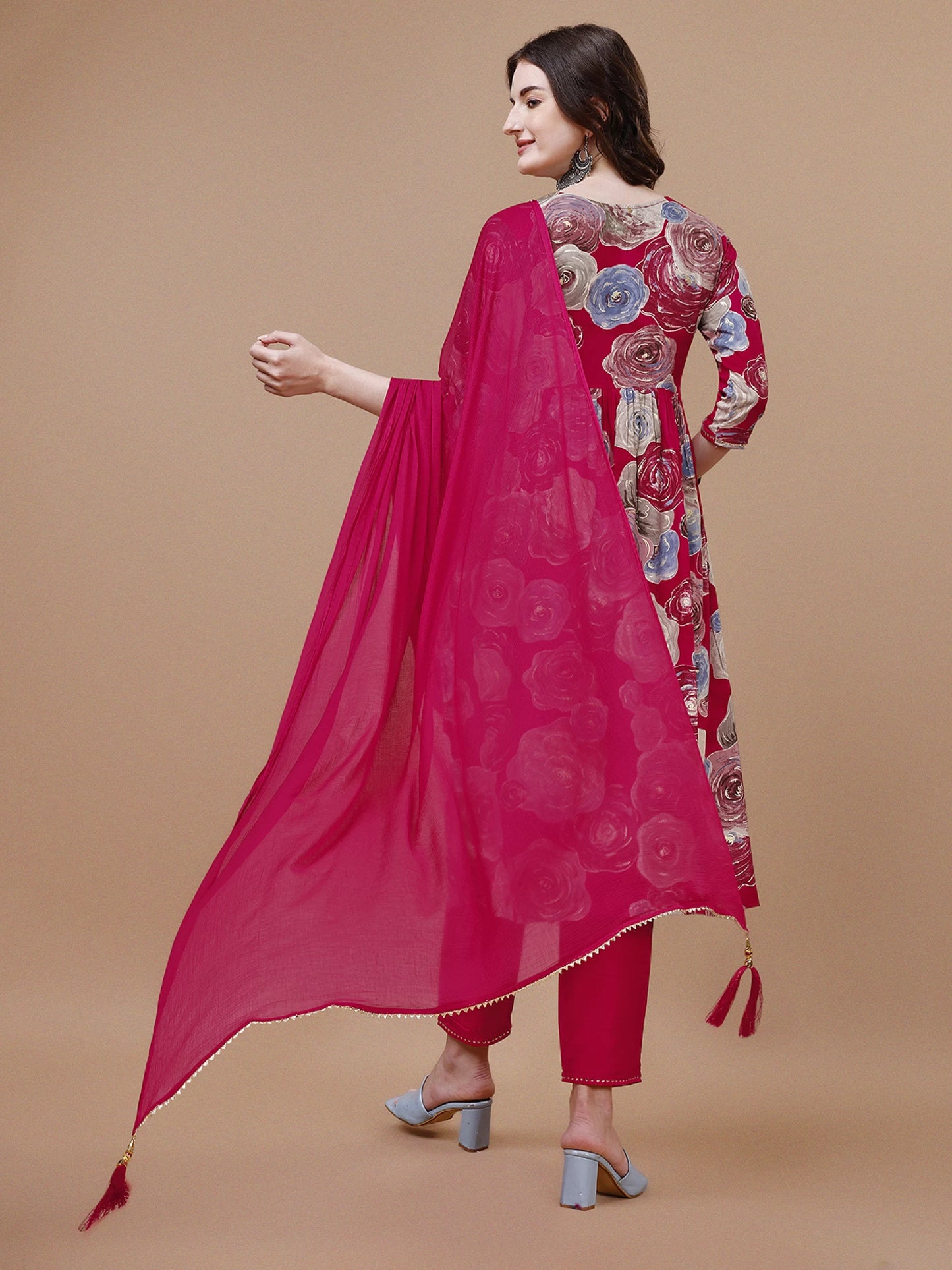 Women Viscose Rayon Kurta Pant Dupatta Set