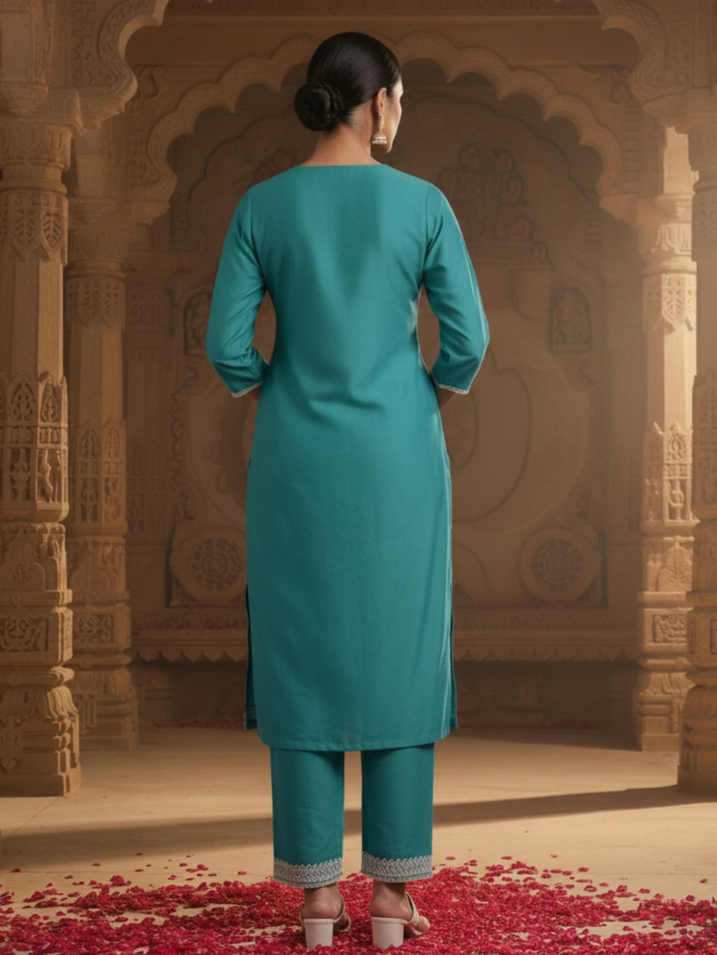 Women Silk Blend Kurta Pant Dupatta Set