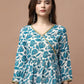 Floral Printed V-Neck Three-Quarter Sleeves Cotton Kurti with Sharara