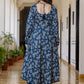 Blue Floral Printed Empire Pure Cotton Anarkali Kurta With Pyjama & Dupatta