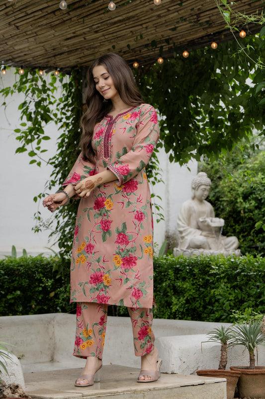 Women Pure Cotton Kurti Pant Set