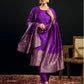 Women Silk Blend, Jacquard Kurta Pant Dupatta Set