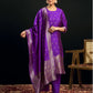 Women Silk Blend, Jacquard Kurta Pant Dupatta Set