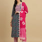 Women Cotton Blend Kurta Pant Dupatta Set