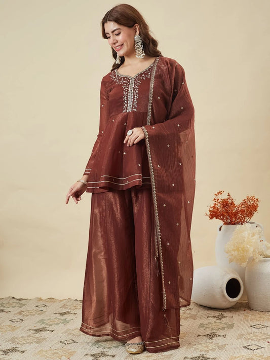 Women Pure Silk Kurta Pant Dupatta Set