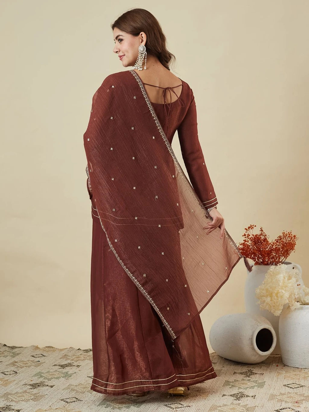 Women Pure Silk Kurta Pant Dupatta Set