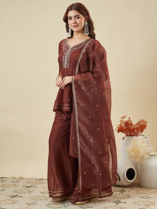 Women Pure Silk Kurta Pant Dupatta Set