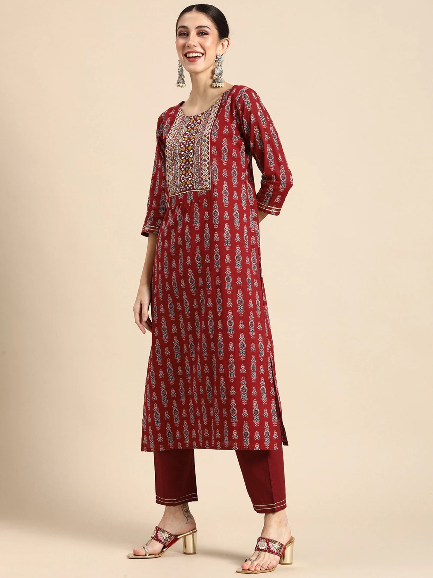 Women Viscose Rayon Kurta Pant Dupatta Set