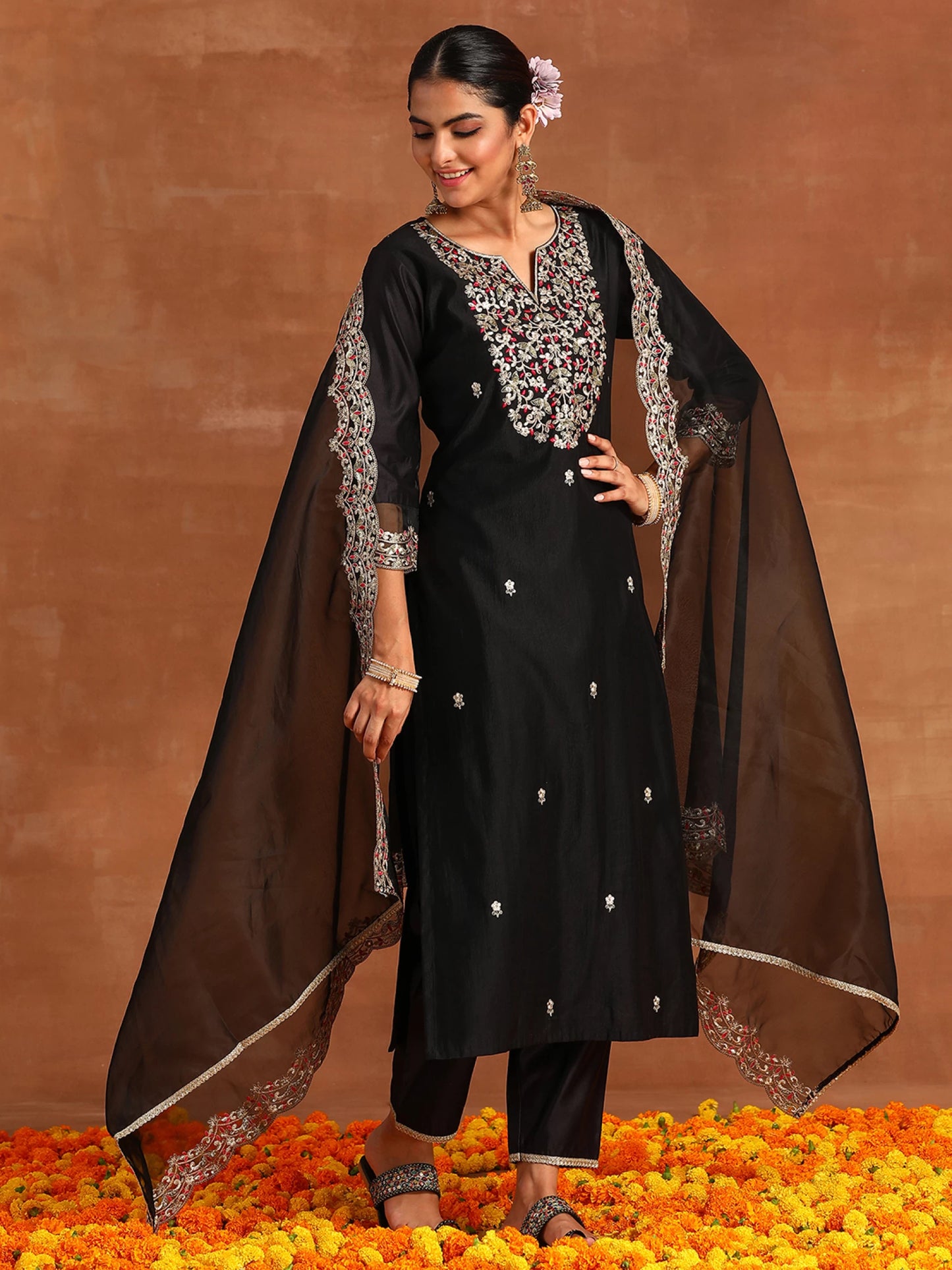 Women Viscose Rayon Kurta Pant Dupatta Set