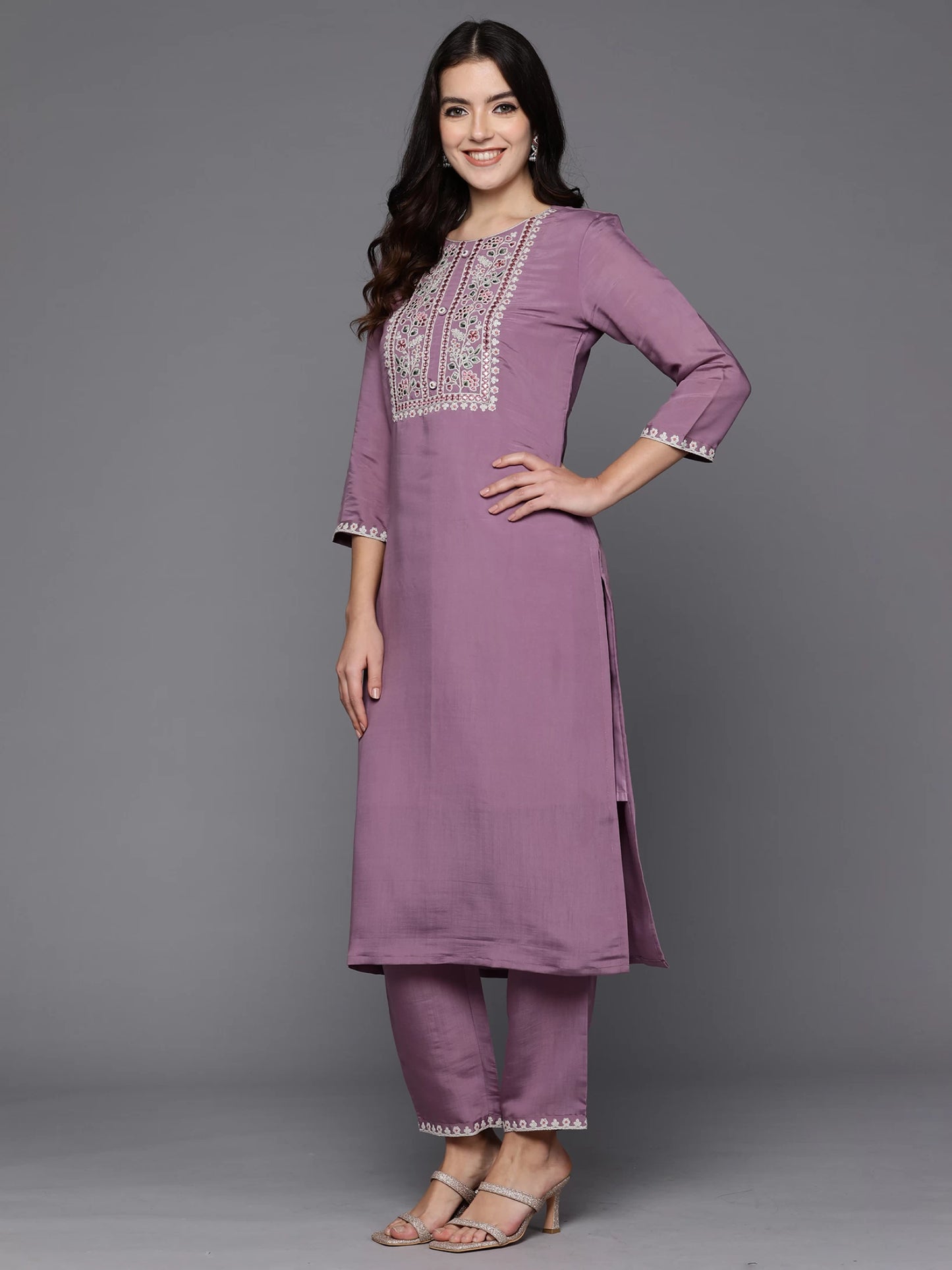 Women Silk Blend Kurta Pant Dupatta Set