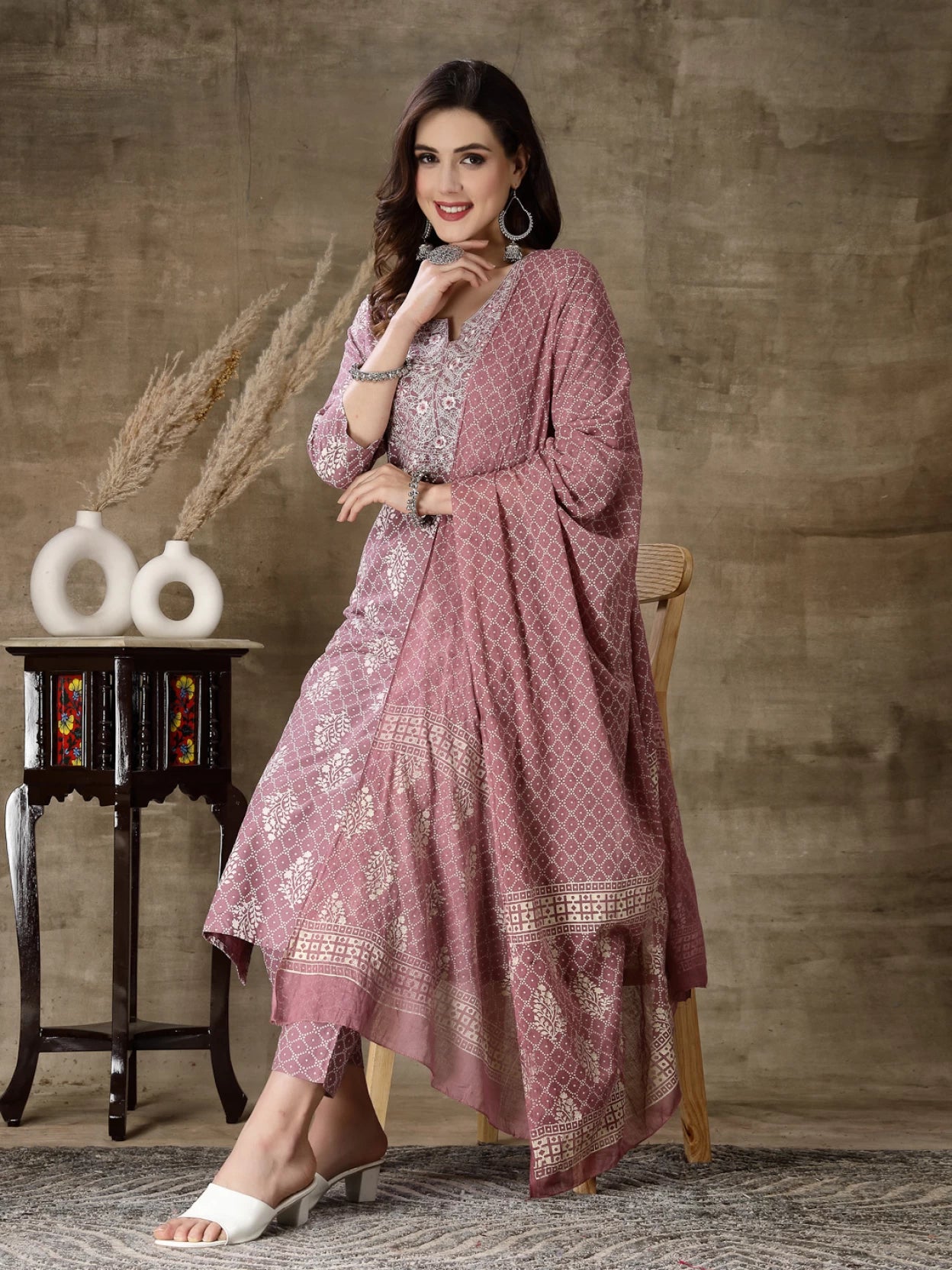 Women Viscose Rayon, Pure Cotton Kurta Pant Dupatta Set