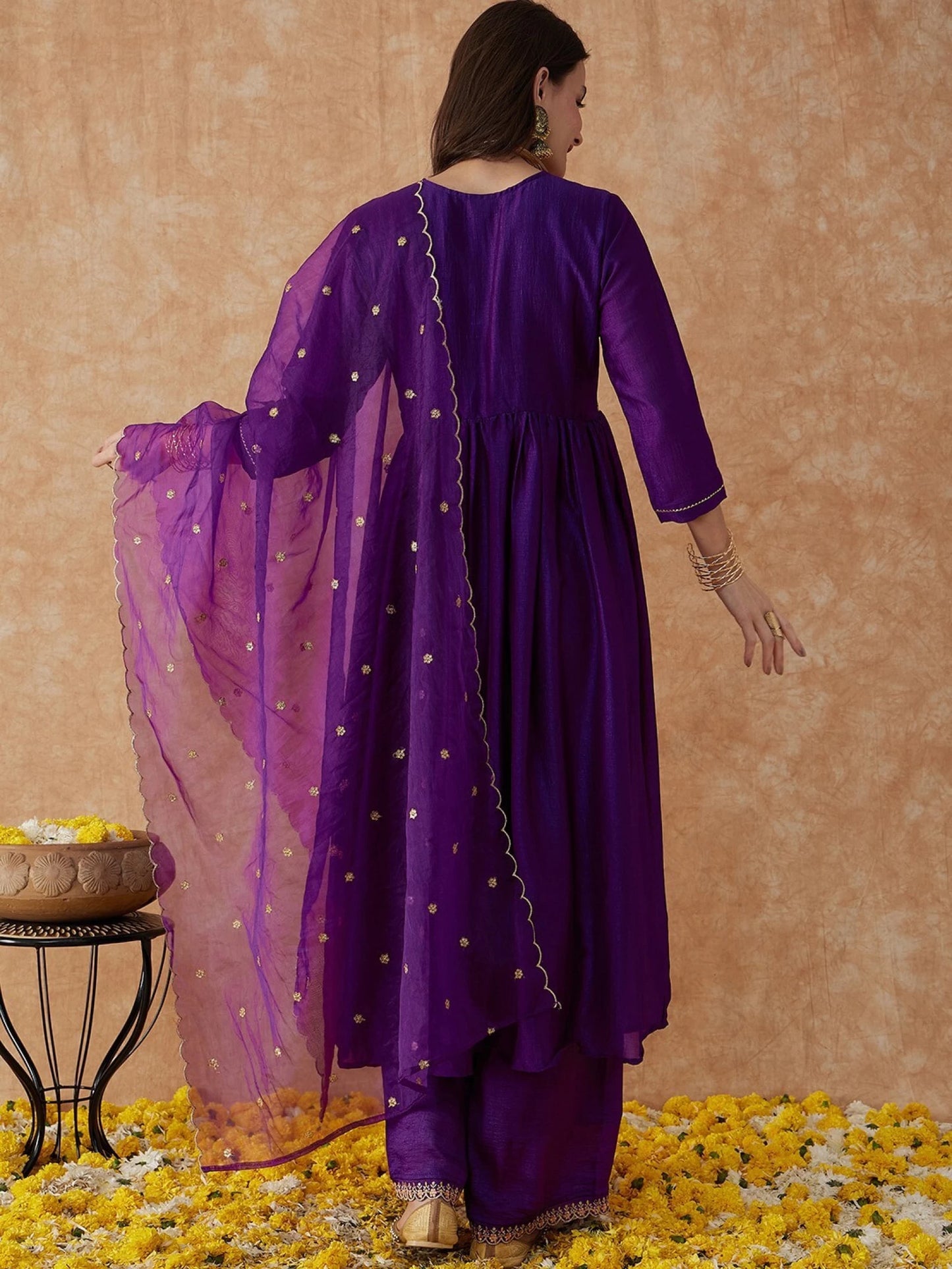 Women Pure Silk Kurta Pant Dupatta Set