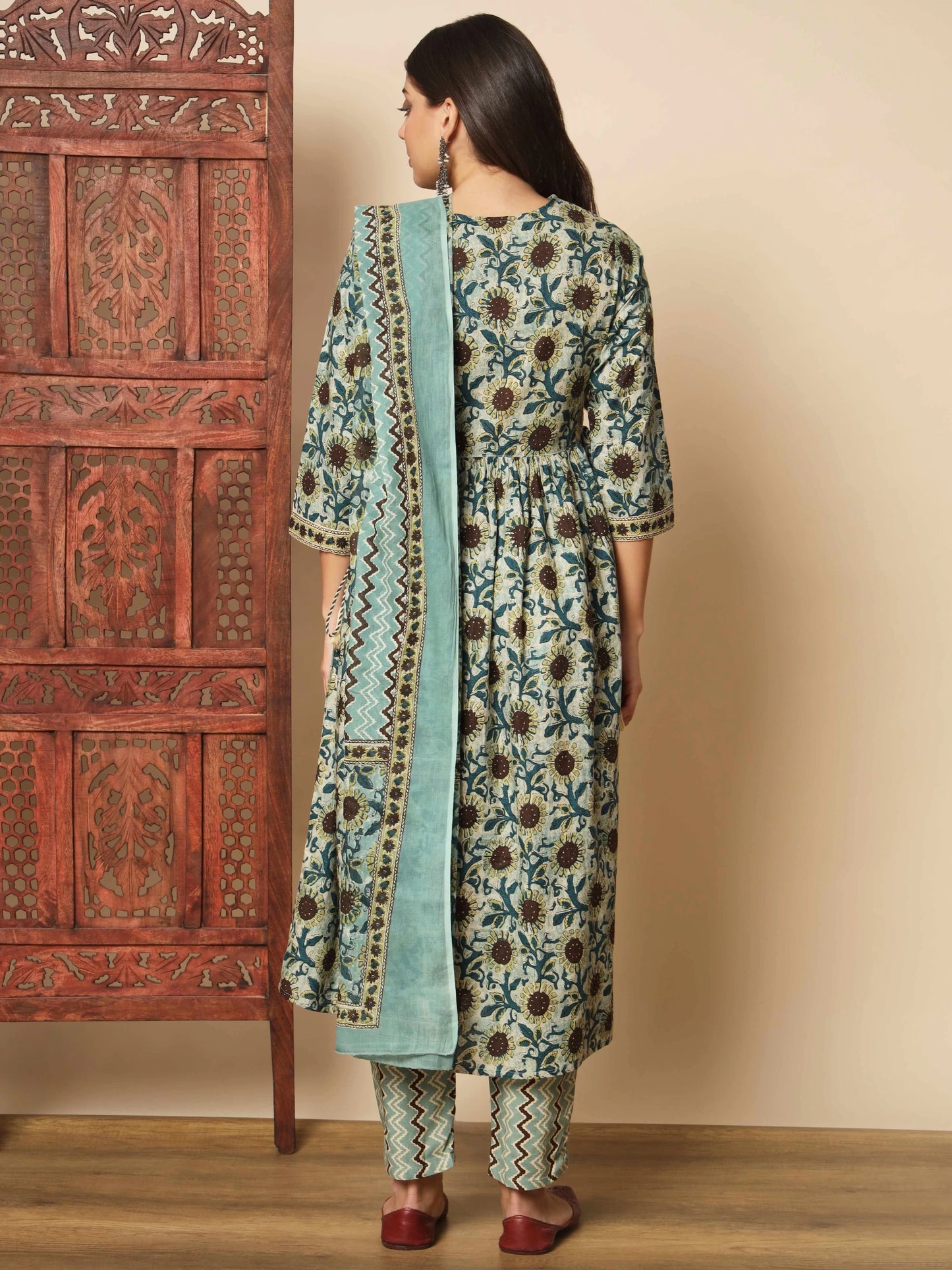 Women Pure Cotton Kurta Pant Dupatta Set