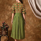 Women Printed Puff Sleeves Cotton Fit & Flare Midi Dress