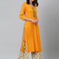 Women Mustard Yellow Printed Yoke Design Regular Kurta with Palazzos & Dupatta