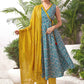 Ethnic Motifs Printed Angrakha Anarkali Kurta With Palazzos & Dupatta