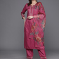 Floral Embroidered Thread Work Kurta with Trousers & Dupatta