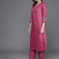 Floral Embroidered Thread Work Kurta with Trousers & Dupatta