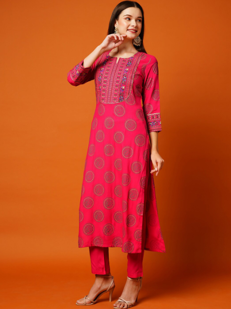 Ethnic Motifs Printed Regular Kurta with Trousers & Dupatta