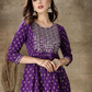 Ethnic Motifs Printed Gotta Patti A Line Kurti With Dhoti Pants