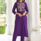 Floral Embroidered Mandarin Collar Regular Mirror Work Kurta & Trousers & Dupatta