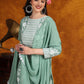 Women Ethnic Motifs Embroidered Regular Thread Work Kurta with Trousers & With Dupatta