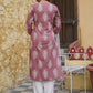 Ethnic Motifs Printed Notched Neck Kurta with Trousers & Dupatta