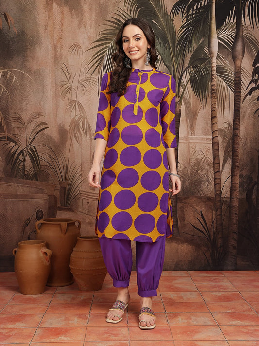 Geometric Print Kurta with Salwar