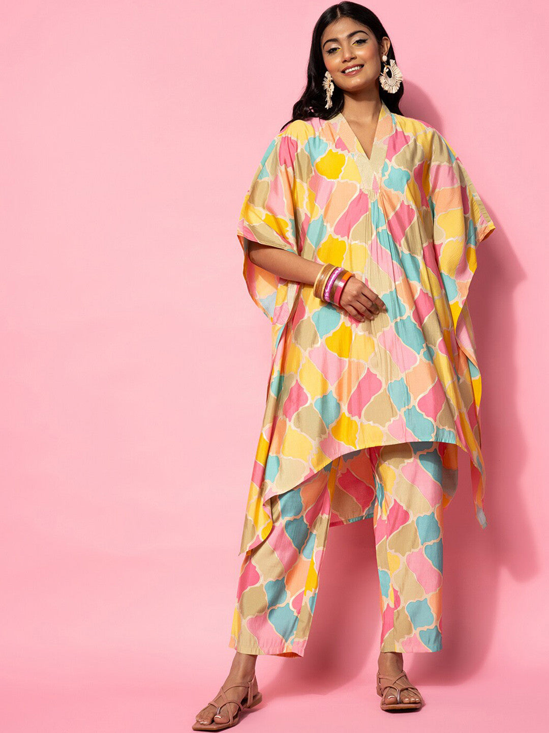 Silk Blend Abstract Printed Co-Ord