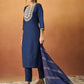 Women Ethnic Motifs Embroidered Regular Thread Work Kurta with Trousers & With Dupatta