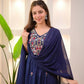 Women Embroidery Solid Anarkali Kurta and Pant Set with Dupatta