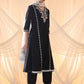 Floral Embroidered Thread Work Pure Cotton A-Line Kurta With Salwar & Dupatta