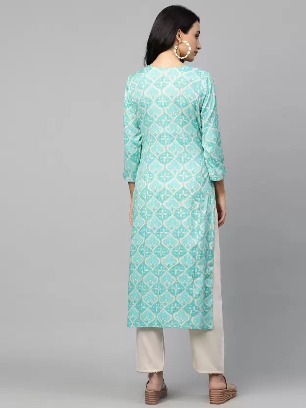 Women Striped Viscose Rayon Straight Kurta