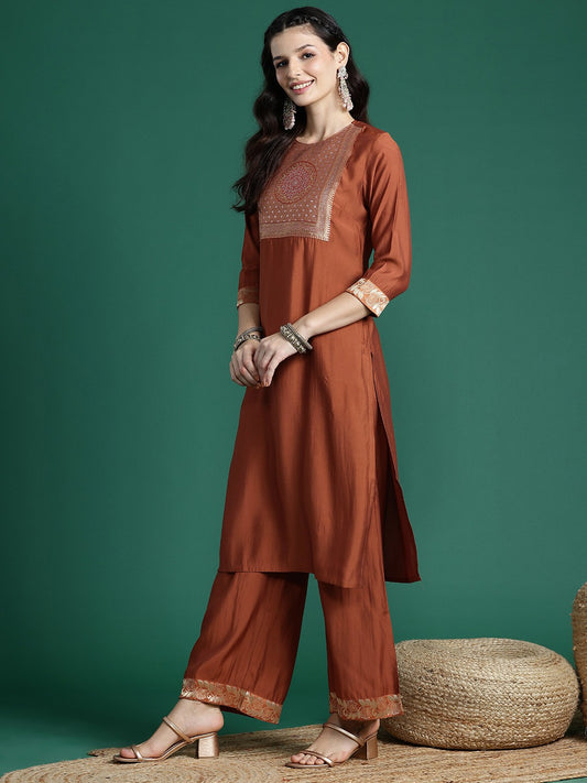 Brocade Yoke Design Kurta Set
