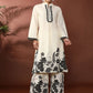 Floral Printed Mandarin Collar Pure Cotton Straight Kurta With Palazzos