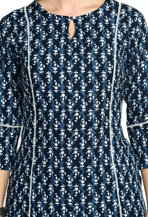 Casual Regular Sleeves Floral Print Women Blue Top