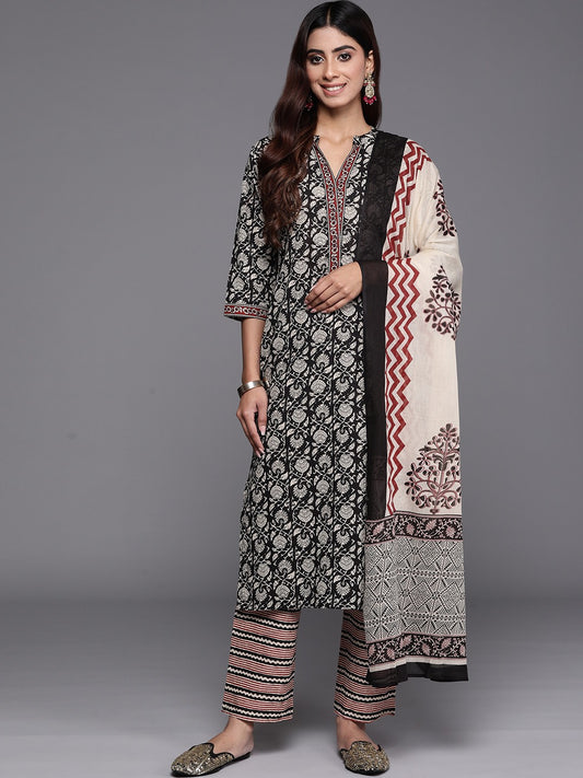 Women Floral Printed Regular Pure Cotton Kurta with Palazzos & Dupatta