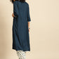 Women White & Teal Blue Printed Layered Kurta with Salwar