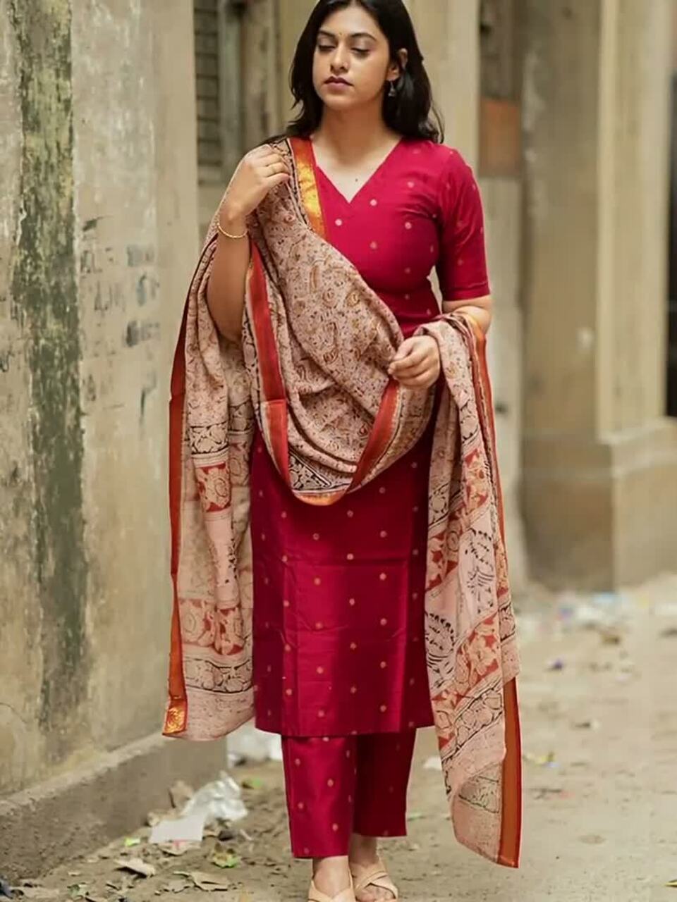 Women Ethnic Motifs Printed Regular Kurta with Trousers & With Dupatta