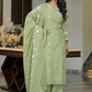 Women Floral Embroidered Regular Thread Work Chanderi Cotton Kurta with Trousers & With Dupatta