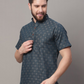 Woven Design Mandarin Collar Pure Cotton Kurta